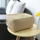 TheWarmHome Decorative Basket Rectangular Small Storage Basket Fabric Storage Bin Organizer Basket with Handles for Clothes Storage (Beige, 11.8L×7.9W×5.2H inch) by TinyTreasures Baby Boutique