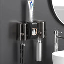 Toothbrush Holders for Bathrooms Toothbrush Holder Wall Mounted Toothpaste Dispenser for Kids Automatic Tooth Brushing Holder Bathroom Toothbrush Holder Set Shower Accessories Sets - Black by CozyNest Decor