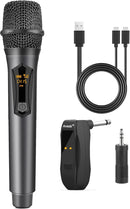 Aveek Wireless Microphone for Karaoke, 2.4GHz Rechargeable Karaoke Microphone(Work 10hs), for Speaker, Karaoke Machine,Church, Speech, Wedding, Party Singing, Grey,1 Pack by TinyTreasures Baby Boutique