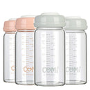 COMI Wide Neck Glass Breastmilk Collection n Storage Bottle, 4 Packs, 8oz with Screw Ring Sealing Disk; Re-markable Sealing Disc. BPA Free, Fits Breast Pumps & Nipples (2 Gray Lids + 2 Pink Lids) by TinyTreasures Baby Boutique