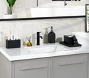 Luxspire Toothbrush Holder, 3 Slots Electric Toothbrush and Toothpaste Holder, Resin Bathroom Countertop Storage Bathroom Accessories Toothbrush Stand for Vanity Counter Organizer Caddy - Black