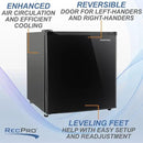RecPro 1.7 Cu Ft 12V RV Refrigerator | Compact Fridge with Reversible Door, 2L Bottle Door Storage, 7 Temp Settings | Eco-Friendly R600A, Leveling Feet, Wire Shelf | 19.5”H x 17.5”W x 19.8”D by CozyNest Decor