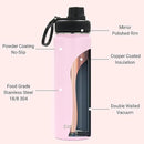 DRINCO Stainless Steel Water Bottle Spout Lid Vacuum Insulated Double Wall Water Bottle Wide Mouth (40oz 32oz 22oz 18oz 14oz) Leak Proof Keeps Cold or Hot (22 oz, 22oz Flamingo Pink) by CozyNest Decor