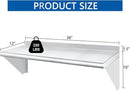 HARDURA Stainless Steel Shelf 12" x 36", 230lb Commercial Shelves Wall Mount Metal Shelving with Backsplash and Brackets for Kitchen, Restaurant, Laundry Room and Home by CozyNest Decor