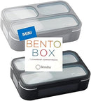 Snack Containers for Adults or Kids - MINI Bento Lunch Box | Small Leakproof Container Set for Toddlers Boys Girls, Bento-Boxes for School Daycare Travel Lunches Snacks | BPA Free | Grey Black 2 pack by TinyTreasures Baby Boutique