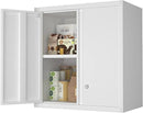 Wall Cabinet,Metal Storage Cabinet with 2 Doors,Locking Wall Cabinets for Office,Home,White by CozyNest Decor