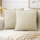 MIULEE Pack of 2 Christmas Pillow Covers 18x18 Inch Cream White Farmhouse Decorative Throw Pillow Covers with Stitched Edge Soft Chenille Solid Dyed Couch Pillow Covers for Sofa Bed Living Room by CozyNest Decor