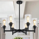 Black Chandeliers, 6 Light Dining Room Light Fixtures Over Table, Farmhouse Chandeliers for Dining Room with Clear Glass Shade for Kitchen Island Living Room Bedroom Bathroom, Height Adjustable by CozyNest Decor