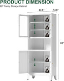 69" Tall Pantry Cabinet, Kitchen Storage Cabinet with 2 Glass Doors and Adjustbale Shelves, Freestanding Metal Cupboards for Dining Room, Living Room, Bathroom by CozyNest Decor