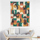 ICMOLYYENLO Boho Medieval Cat Tapestry, Abstract Atomic Starburst Geometric Aesthetic Art Wall Hanging For Bedroom Living Room Dormitory 60x60 Inches by CozyNest Decor