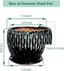 vensovo 7.5 Inch Ceramic Plant Pot with Drainage Holes and Saucer - Large Round Orchid Pot for Indoor Repotting, Ceramic Planter Maintain air Circulation, Black by GreenHaven Gardens