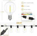 Svater Outdoor String Lights Waterproof 100 FT, LED Patio Lights Outside with 52 Shatterproof G40 Bulbs, Dimmable Hanging Globe Lighting for Bistro Backyard Cafe Market Porch, Warm White 2700K by GreenHaven Gardens