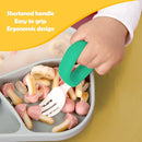 Baby Self Feeding Training Spoon and Fork Set with Travel Case, BPA-Free Cute Circle Toddler Training Utensils, Silicone/ABS Great Tableware Set Spoons Fork for Kids(Deep Green & Light Yellow) by TinyTreasures Baby Boutique