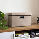 PRANDOM Collapsible Storage Cubes with Lids [1-Pack] Jute Fabric Foldable Storage Boxes Organizer Containers Baskets Bins with Cover for Home Bedroom Closet Office Nursery (14.9x9.8x9.8) by CozyNest Decor