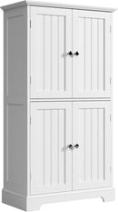 ChooChoo Bathroom Floor Cabinet, Modern Bathroom Storage Cabinet with 4 Doors and Adjustable Shelves, Freestanding Cupboard for Living Room, White by CozyNest Decor