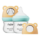 Natural Glass Baby Bottle for Breastfeeding Babies, 3oz Newborn Anti-Colic Baby Bottle with Slow Flow Nipples (SS), Clear, Wide Neck, 2 Pack, 0 Months+ by TinyTreasures Baby Boutique