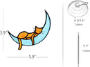 BOXCASA Sleeping Cat Stained Glass Windown Hanging,Orange Cat on Moon Beautiful Handcrafted Sun Catcher Gifts for Daughter,Mothers Day,Christmas and Cat Lover by GreenHaven Gardens