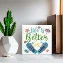 Summer Decor Beach Decorations Flip Flop Wooden Sign Rustic Home Decor 5 x 5 Inches by CozyNest Decor