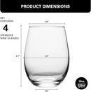 Stemless Wine Glasses Set of 4, 18 Ounces Red & White Wine Glasses for Party, Lead-free, Ideal Wine Accessories Gift (Clear) by CozyNest Decor