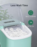 Silonn Countertop Ice Maker, 9 Cubes Ready in 6 Mins, 26lbs in 24Hrs, Self-Cleaning Ice Machine with Ice Scoop and Basket, 2 Sizes of Bullet Ice for Home Kitchen Office Bar Party, Green by CozyNest Decor