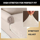 PrinceDeco Sectional Couch Covers Velvet Couch Cover for Dogs Washable L Shaped Couch Cover 1 Piece Individual Sectional Couch Covers with Elastic Bottom(Chaise Lounge,Ivory) by CozyNest Decor