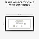 Homeforia 5x10 Business License Frame Black, High End Metal 5 x 10 Document Certificate Frame with Mat 4x9, 5 by 10 Professional License Frames for Wall or Tabletop, Tempered Glass, Wall Kit, Set of 1 by CozyNest Decor