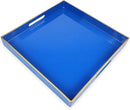 Spsyrine Blue Decorative Tray for Living Room, Square Modern Plastic Coffee Serving Table Tray for Ottoman Bathroom Kitchen,13"*13" by CozyNest Decor