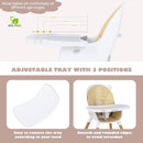 BABY JOY Convertible Baby High Chair, 3 in 1 Wooden Highchair/Booster/Chair with Removable Tray, Adjustable Legs, 5-Point Harness, PU Cushion and Footrest for Baby, Infants, Toddlers (Beige) by TinyTreasures Baby Boutique