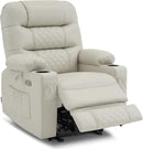 MCombo Zero Gravity Power Recliner Chair with Heat and Vibration Massage, Reclining Chair with USB Ports, Cup Holders for Living Room, Faux Leather PR621 (Light Grey) by CozyNest Decor