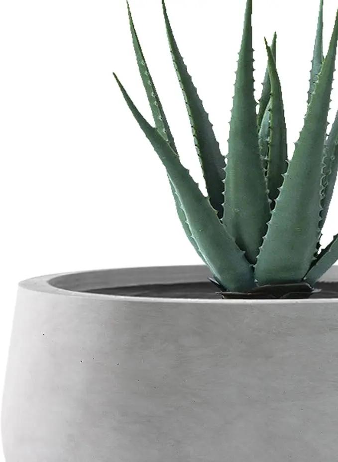 Kante 19.6",15.7",11.8" Dia Round Concrete Planters Set of 3, Outdoor Indoor Garden Plant Pots with Drainage Hole and Rubber Plug, Modern Curvaceous Design, Natural Concrete, photo 7 of 8