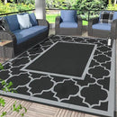 GENIMO Outdoor Rug Waterproof for Patio Decor, 6'x9' Reversible Plastic Straw Rug Carpet, Camping Mats for Outdoor, RV, Backyard, Deck, Balcony, Picnic, Black & Grey by CozyNest Decor