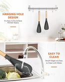Multifunction Spatula Spoon for Nonstick Cookwares, Great for Cooking and Serving, Sturdy BPA-Free Matte Silicone, Wood Handle Spatula for Mixing, Scoop, and Scrape, Grey(2 pack,11.4" & 13.4") by CozyNest Decor