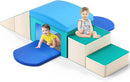 SURPCOS Foam Climbing Blocks for Toddlers - Soft Play Set for Toddlers 1-3 - Climbing Toys - Baby Climbing Gym Foam - with Slide Stairs and Tunnel - Great for All Ages (6 Pc Blue Soft Play Area Set) by TinyTreasures Baby Boutique