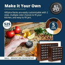 AllSpice Spice Rack Organizer, Wood, 525 Unique Labels, Countertop or Wall Mount, Includes 30 4oz Jars- Walnut Stain by CozyNest Decor