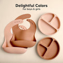 KeaBabies 2-Pack Silicone Baby Bibs for Eating - Sturdy Food-Grade Silicone Bibs for Babies Girl, Boy, Large Food Catcher, Clean & Put On Easily, Waterproof Toddler Feeding Essentials (Dusk) by TinyTreasures Baby Boutique