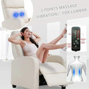 BestMassage | Recliner Chair | with 2 Point Massage Function | Textile Beige | with Lumbar Support, Adjustable Push Back, Footrest & Padded Seat | Easy Assembly | for Living Room, Home Theatre by CozyNest Decor