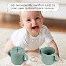 Snack Containers, Silicone Snack Cups for 6-12 Months Toddlers - Pack of 2 Food Grade Silicone Snack Cups with Grip Handle for Baby Led Weaning, Unbreakable (Natural/Cambridge Blue) by TinyTreasures Baby Boutique