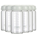 COMI Wide Neck Glass Breastmilk Collection n Storage Bottle, 8oz with Screw Ring Sealing Disk; Re-markable Sealing Disc. BPA Free, Fits Breast Pumps & Nipples (6 Gray Lids) by TinyTreasures Baby Boutique