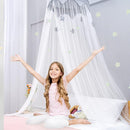 Canopy for Kids Bed with Stars, Crib Canopy with Dome, Elegant Net Hanging Fairy Girl Bed Canopy Princess Room Decoration Reading Nook Corner Curtain Fits Full Crib, Twin, Queen Play Castle Tent by TinyTreasures Baby Boutique