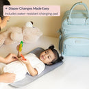 BabbleRoo Leather Diaper Bag Backpack - Baby Essentials Travel Baby Bag, Multi function, Waterproof, with Changing Pad, Stroller Straps & Pacifier Case – Unisex, Powder Blue by TinyTreasures Baby Boutique