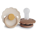 FRIGG Daisy SilkySoft Silicone Baby Pacifier | Made in Denmark | BPA-Free (Chamomile/Peach Bronze, 6-18 Months) by TinyTreasures Baby Boutique