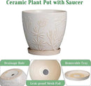 10 Inch Plant Pot Ceramic Planter Pot with Drainage Hole and Saucer Round Planter Large Flower Pot for Indoor Outdoor Plants Home Garden Decor White by GreenHaven Gardens