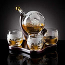 Godinger Whiskey Decanter Globe Set with 4 Etched Glasses for Liquor, Scotch, Bourbon, Vodka, Gifts for Men - 850ml Clear by CozyNest Decor