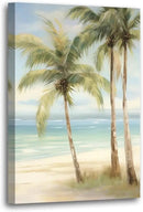LURENCZH Tropical Beach Canvas Wall Art Seaside Palm Tree Picture Wall Decor Ocean Scenery Painting Prints for Bathroom Decor Framed(Beach-3,12.00" x 18.00") by CozyNest Decor