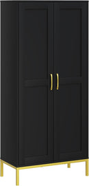 Tall Storage Cabinet, Kitchen Pantry Cabinet with 2 Doors & Adjustable Shelves for Laundry Room, Living Room, Entryway,Bathroom,Black by CozyNest Decor