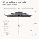 PHI VILLA 10ft Outdoor Patio Umbrellas for Outside, 3 Tier Vented Market Table Umbrella Windproof for Backyard, Deck, Garden, 1.5" Pole, Grey（No Base） by GreenHaven Gardens
