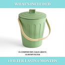 Martha Stewart Indoor Compost Bin | Countertop Composting Bucket for Kitchen | .7 Gallon Capacity | Includes Filter | Plant Based Materials | Sage Green by GreenHaven Gardens