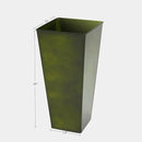 KOL Galvanized Steel Planter 25''H. with Saucer, Bright Glazed Planter with Drainage Hole, Set of 2, Tall Pots for Indoor & Outdoor Use, Decorative Flower Plant Pots for Porch, Patio, Deck - Green