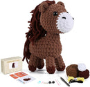 Crochet Animal Kit–10in Big Adorable HORSE, Amigurumi Crochet Kit For Intermediate Advanced level, Kids Knitting Kit With Detailed Videos Tutorials, Yarn, Crochet Hook, Best Gift For Crochet Lovers by TinyTreasures Baby Boutique