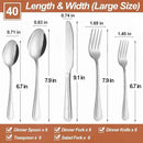 40 Pcs Silverware Set for 8 with Pearled Edge Handle design, Food Grade Stainless Steel Flatware Set, Eating Utensils Sets Include Fork/Knife/Spoon, Reusable Cutlery Set, Dishwasher Safe by CozyNest Decor